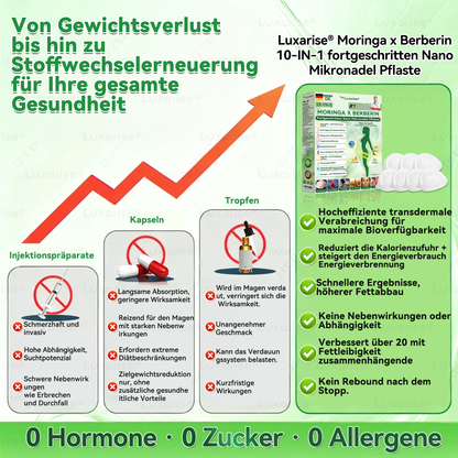 Offizieller Store |🇩🇪𝑳𝒖𝒙𝒂𝒓𝒊𝒔𝒆® Moringa & Berberine 10-IN-1 Fortgeschritten Nano Mikronadel-Pflaster👩‍⚕️(Einmal täglich, sichtbare Veränderungen in 7 Tagen) Fettleibigkeit, Diabetes, Schlafapnoe und Gelenkprobleme🌿