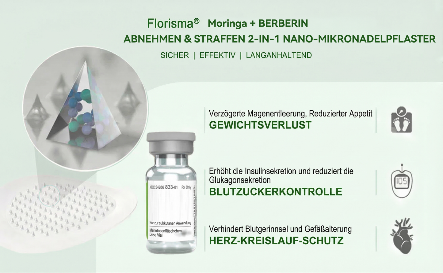 【Letzter Tag – 80 % Rabatt】 ✅ Florisma® Moringa · Berberin × NAD+ 10-in-1 Advanced Nano-Microneedle-Pflaster ✨ 7 Pflaster pro Packung · Vorrat für eine Woche🌱