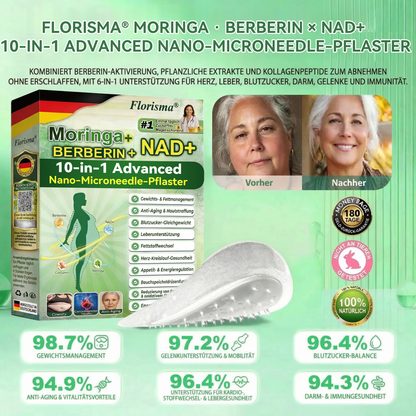 【Letzter Tag – 80 % Rabatt】 ✅ Florisma® Moringa · Berberin × NAD+ 10-in-1 Advanced Nano-Microneedle-Pflaster ✨ 7 Pflaster pro Packung · Vorrat für eine Woche🪴